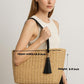 YXILEE Straw Bags For Women | M Size Travel Straw Totes Bag Woven Summer Handmade Shoulder Bag Handbag