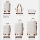 LONG VACATION Carry On Luggage Sets 3 Piece 20 Inch Suitcase Set, ABS+PC Hardshell Lightweight Travel Luggage with Spinner Wheels & YKK Zipper TSA Lock (BEIGE-BROWN, 20 Inch)