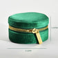 TAIMY Travel Jewelry Case, Small Round Velvet Travel Jewelry Box for Women Girls, Portable Tiny Jewelry Travel Organizer Boxes for Rings Earrings Necklaces Bracelets(Emerald Green)