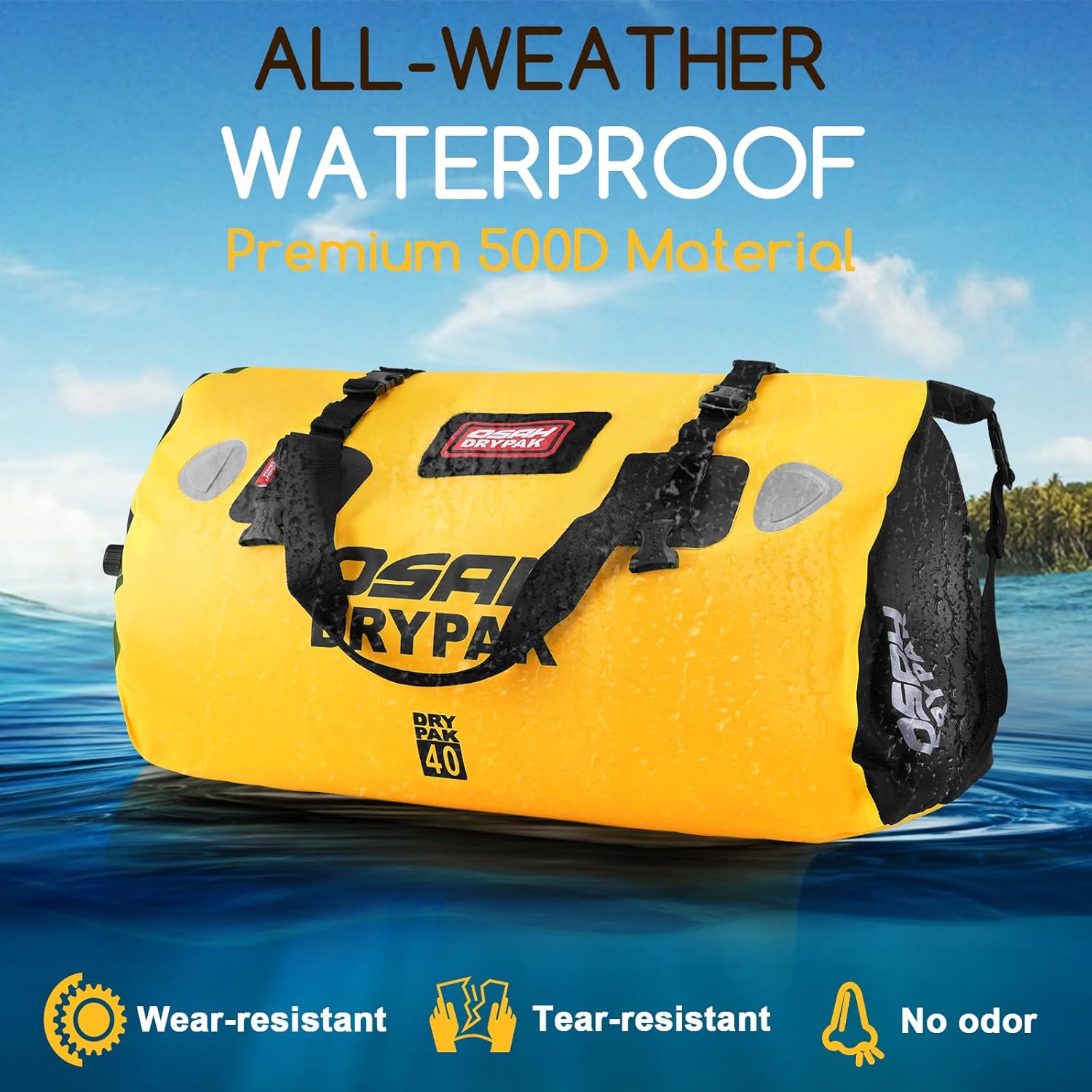 Waterproof Duffel Bag - Motorcycle Dry Bag Tail Bag with Large Storage Space, Waterproof Luggage Duffle Bags with Outer Mesh Zipper Pocket for Camping, Kayaking, Fishing & Traveling - Roamly