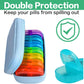 Serfeymi Weekly Travel Pill Organizer 2 Times A Day AM PM Upgraded Rainbow Pill Box 7 Day with Portable Zipper PU Leather Pill Case, Medicine Organizer for Pills, Vitamins, Fish Oils - Blue 01