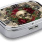 Metal 2 Compartment Pill Organizer Travel Friendly Portable Compact Pill Box Cute Pill Case to Hold Vitamins,Fish Oil,Supplements,Meds,Tablet for Purse,Pocket. (Skull)