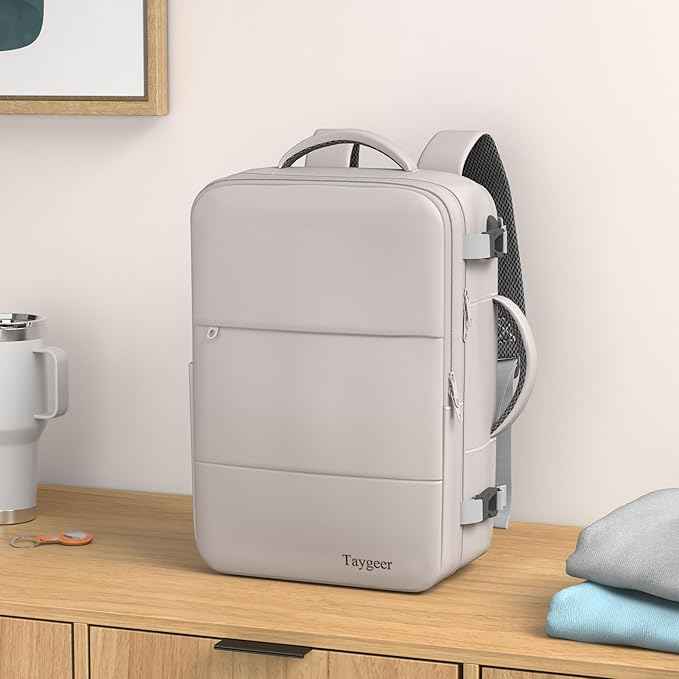 Taygeer Laptop Backpack Purse for Women, Backpack for College Essentials with 15.6inch Laptop Compartment, Travel Bag Airline Approved CarryOn Work Bag for Nursing Doctor Business Travel, Brown