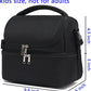 FlowFly Double Decker Cooler Insulated Lunch Bag Large Tote for Boys, Girls, Men, Women, With Adjustable Strap,Black
