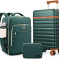 Luggage Sets 3 Piece, Carry On Luggage 20In With Spinner Wheels,PC Hardside Suitcase Set with TSA Lock,Durable Carry On Suitcase With Travel Backpack for Men (Dark Green, 3 piece set (BP/20inch))