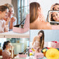 Makeup Travel Train Case with Mirror LED Light 3 Adjustable Brightness Large Cosmetic Bag Portable Storage Adjustable Partition Waterproof Makeup Brushes Make up Jewelry Gift for Women