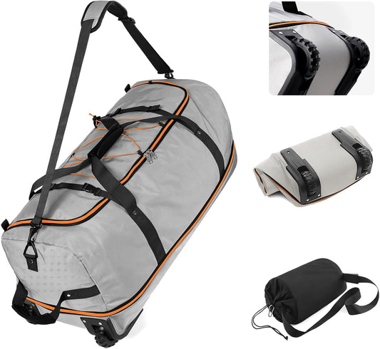 Vomgomfom 32" Soft-Sided Foldable Wheeled Travel Duffel Bag,Expandable 110L to 140L Rolling Cargo Bag with 2 Wheels and Multiple Pockets,Grey - Roamly