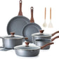 SENSARTE Nonstick Cookware Set 16-Piece, Healthy Pots and Pans Set, Non-stick Kitchen Cooking Set with Stay-Cool Handles, Silicone Utensils and Pot Protectors, PFOA Free