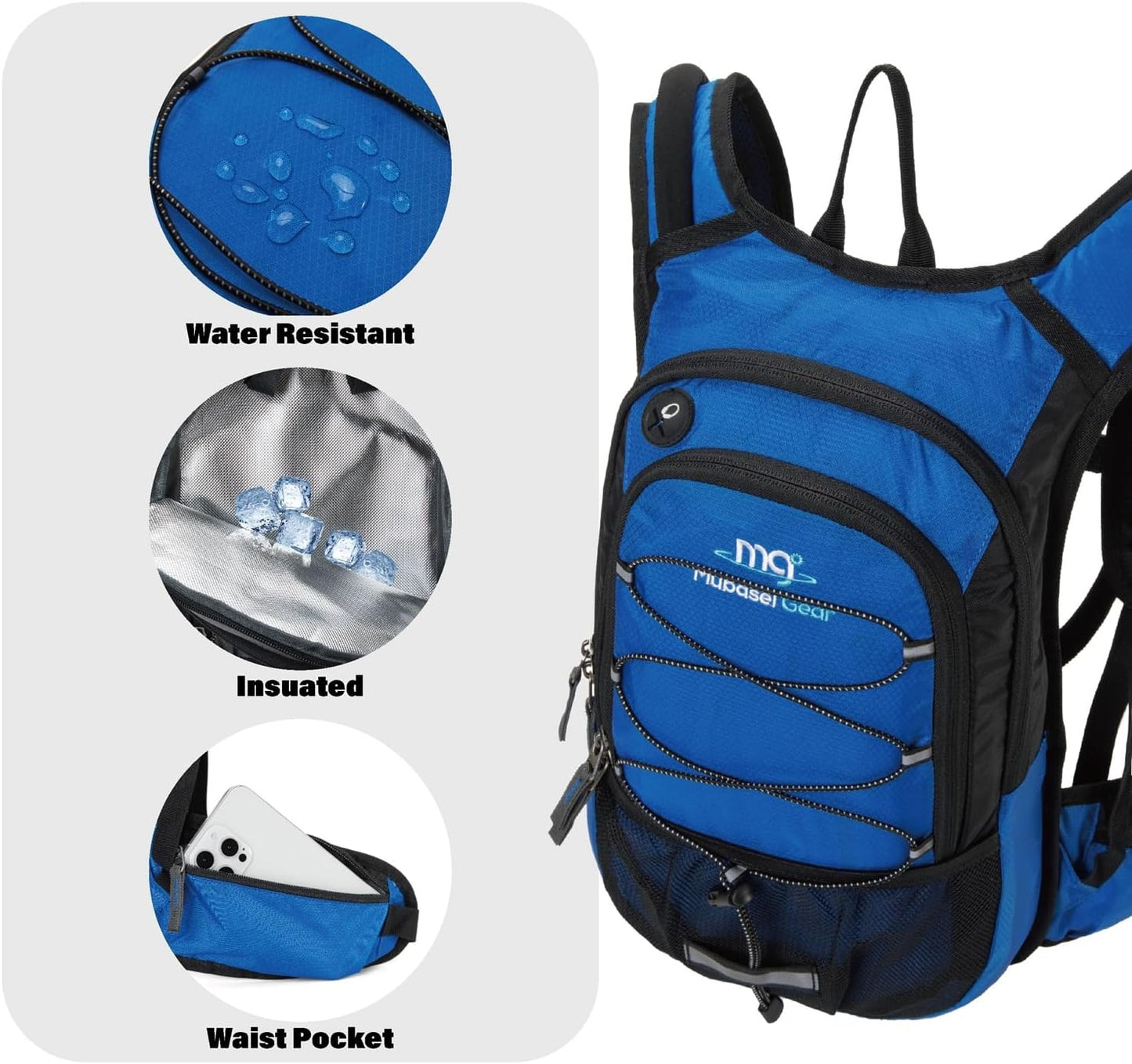 15L Insulated Hydration Backpack Pack with 2L Water Bladder Lightweight Hiking Backpack Bag for Women Men Daypack for Hiking Running Festival Camping Biking - Roamly