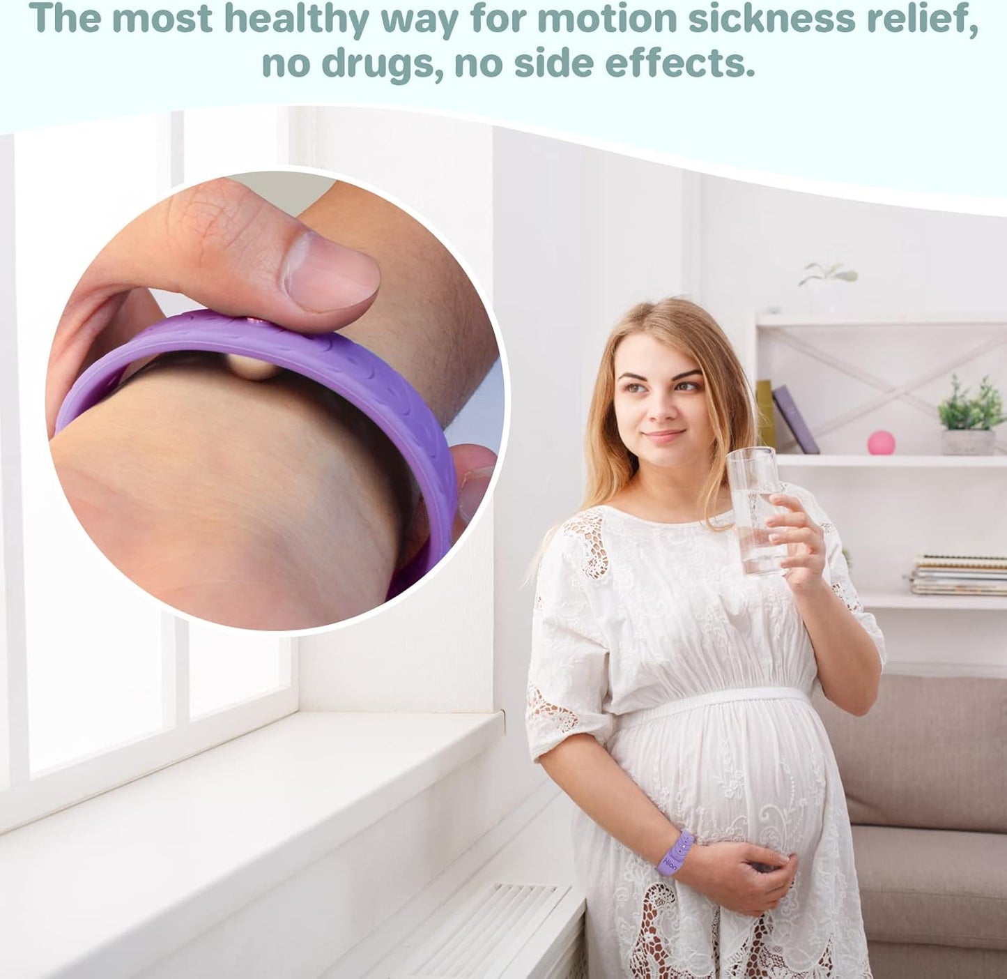 Motion Sickness Bands Sea Sickness Wristbands Acupressure Nausea Wristband/,Natural Relief of Nausea Headaches,Insomnia,Anxiety,Sleep Aid, Morning Sickness,Motion Sickness（2 Pairs Beryl）