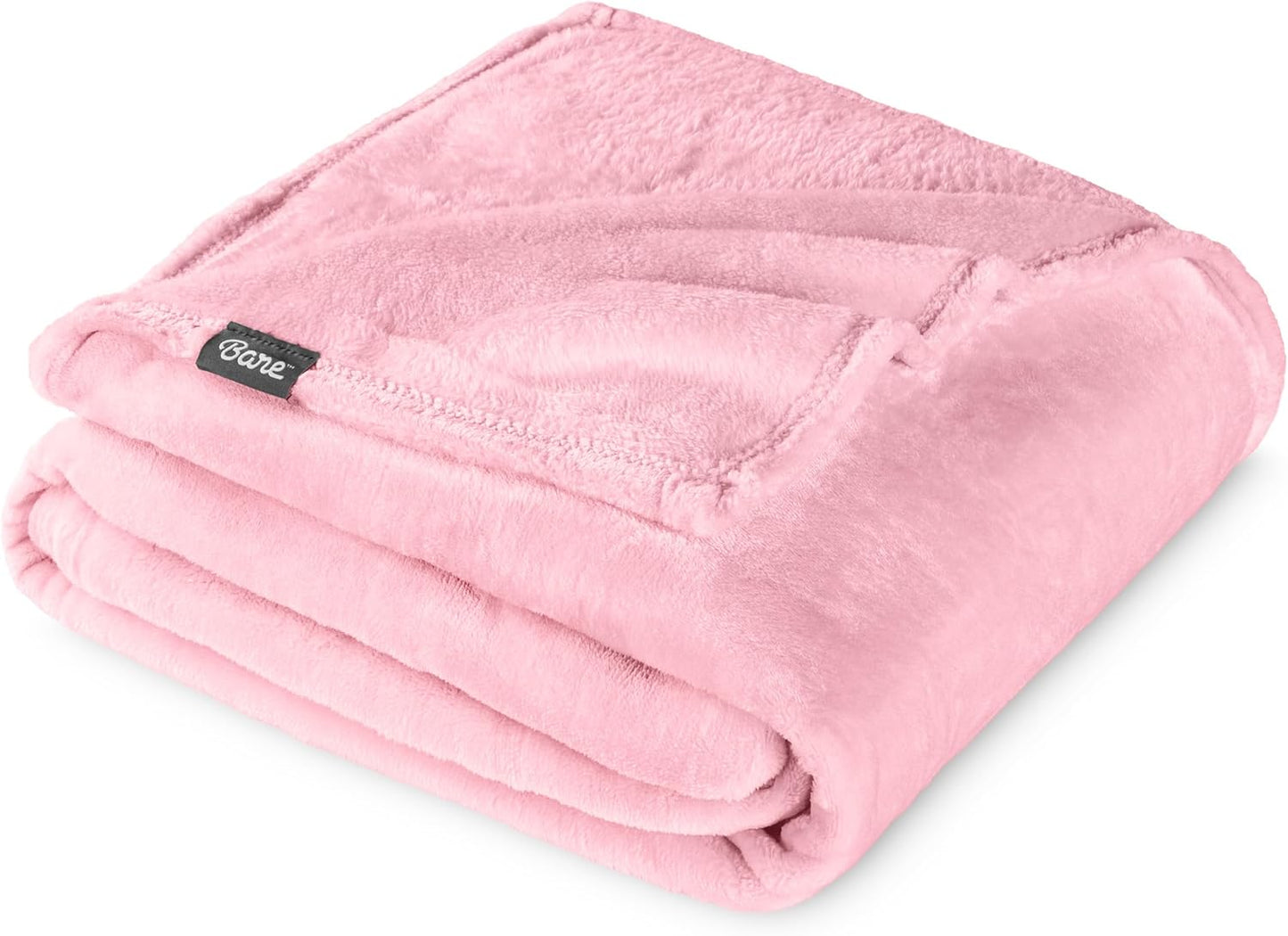 Bare Home Fleece Blanket - Throw/Travel - Ultra-Soft Lightweight for Bed, Sofa, and Couch - Luxury Microplush - Cozy Warm Blanket (Throw/Travel, Light Pink)