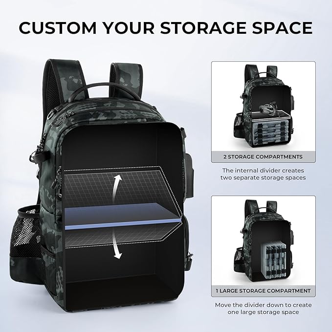 KastKing BaitSpace 50L Fishing Tackle Backpack with Removable Bait Binder,2 Rod Holders Storage Fishing Gear and Equipment