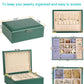 Small Jewelry Organizer for Women, 2-Layer Travel Jewelry Box with Portable Case, Necklace Ring Storage for Dresser, Girls Teens Gifts (Green)