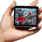 Silver Vintage Pill Box 7 Day Metal Pill Box with Mirror and 8 Compartments Cute Travel Pill Organizer for Purse (Stained Glass Flowers)