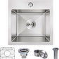 15x15 inch Drop in Bar Sink, 15 inch Small Kitchen Sink Topmount 18 Gauge Single Bowl Stainless Steel Bar Sink with Basket Strainer Drain & Bottom Grid