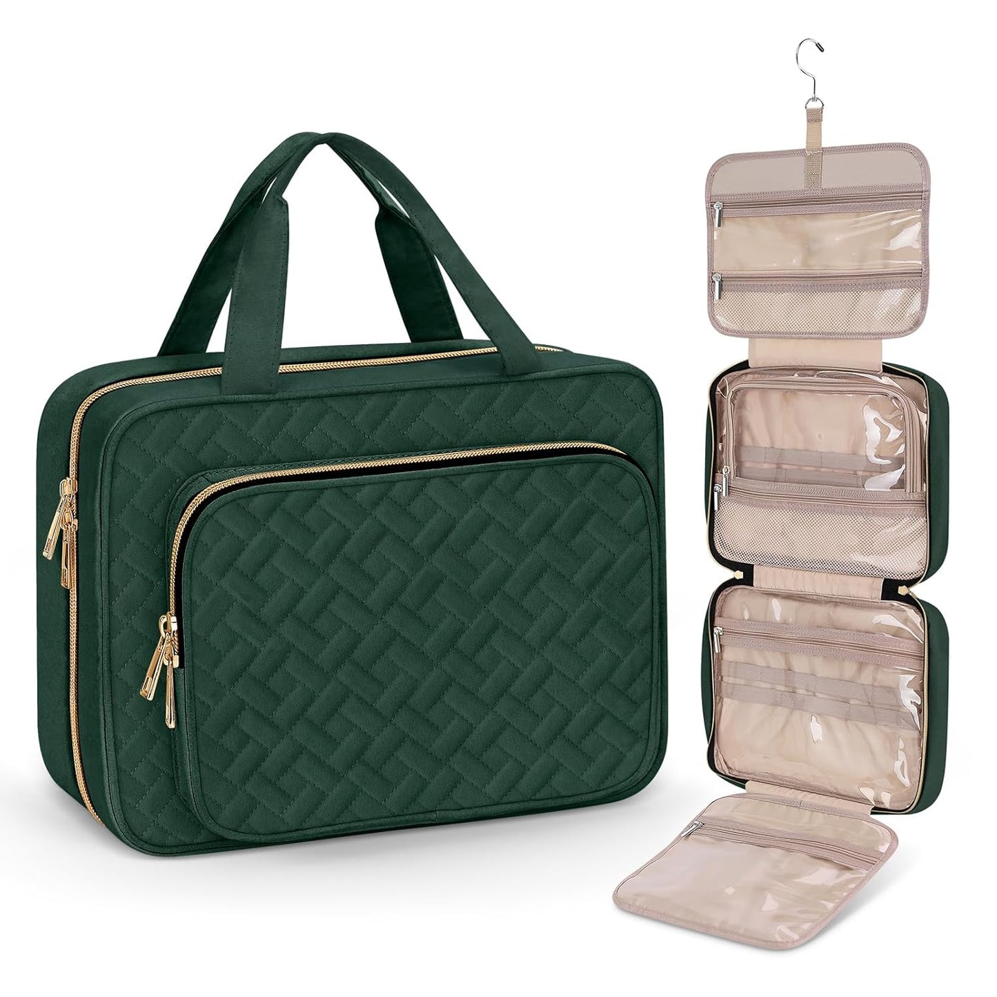 Wedama Toiletry Bag for Women, Large Cosmetic Travel Bag, Hanging Toiletry Bag for Bathroom, Thickened PVC Waterproof Travel Makeup Bag, Toiletries Bag for Travel Business Trips and Camping - Roamly