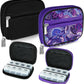 Serfeymi Weekly Travel Pill Organizer Pill Case for Purse with Removable 7 Day Pill Box, Fashionable Travel Medicine Organizer Pill Container for Medicine, Vitamin, Supplement - Black 01 + Purple 01
