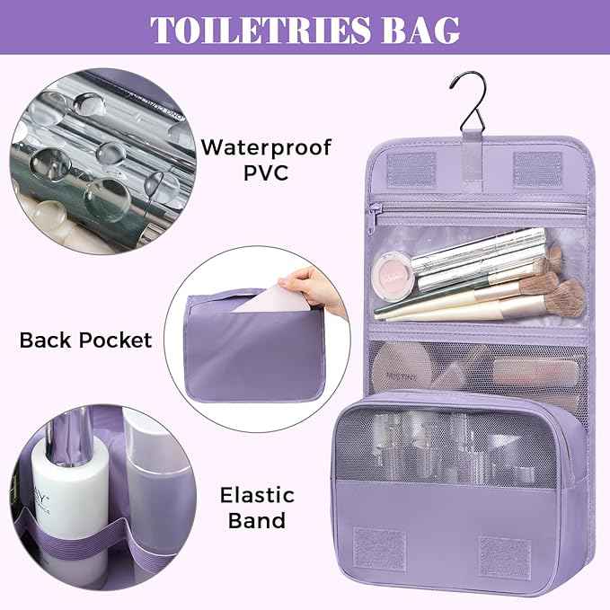 BAGAIL 4 Set/6 Set/8 Set Compression Packing Cubes Travel Accessories Expandable Packing Organizers(HalfMesh,8-Dusty Purple)