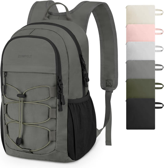 ZOMFELT Hiking Backpack for Women Men, 15L Lightweight Packable Backpacks for Trip, Water Resistant Small Travel Backpack, Foldable daypack for Hiking, Walking, Cycling, Camping, Grey & Black - Roamly