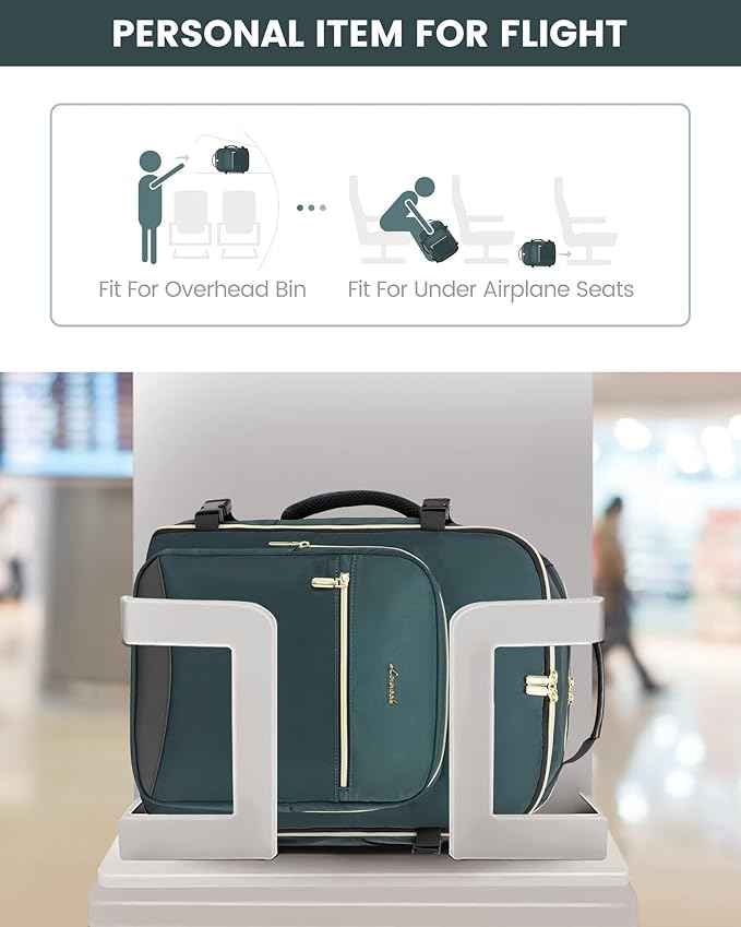 LOVEVOOK Travel Backpack for Women & Men 40L,Airline Approved Carry On Backpack Travel Essentials,TSA Carry on Luggage,Waterproof Personal Item Travel Bag,Suitcase with 3 Packing Cube,Dark green-Black