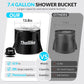 Portable Camping Shower, Pop Up Shower Privacy Tent Kit with LED Lights, 4500mAh Rechargeable Shower Pump, Filtered Shower Head & 7.4 Gallons Foldable Bucket, Outdoor Shower for Hiking Beach, Travel