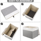 Large 22 Quart Linen Fabric Foldable Storage Bin Cube Organizer Basket with Flip-Top Lid & Handles, Clothes Blanket Box for Home, Office, Closet, Gray & White, 4 Pack 14.6 x 9.5 x 9.5”