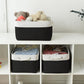 TheWarmHome Storage Basket for Organizing - Large 3 Pack 15.7x11.8x8.3 inch Collapsible Storage Bin for Shelves with Handles Laundry Cube Toy Closet Nursery (Whiet & Black)