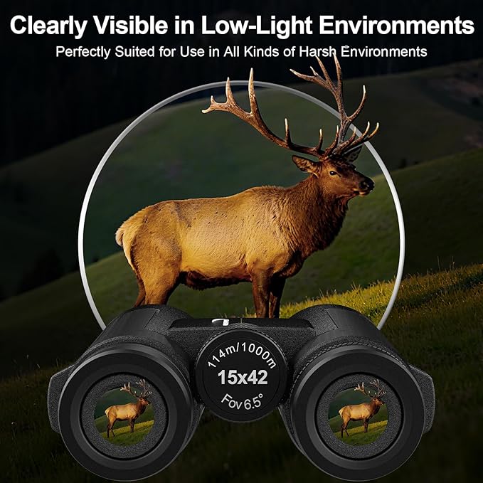 15x42 Binoculars for Adults High Powered - Aurosports HD Lightweight Portable Binoculars with Phone Adapter, BAK4 Prism & Carrying Bag - Large View Binocular for Bird Watching Hunting Traveling