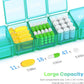Extra Large Pill Organizer 2 Pack, XL Pill Box 7 Day, Weekly Pill Case with Large Capacity, Jumbo Organizer, BPA Free (Blue+Green)