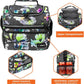 OPUX Lunch Box For Women, Insulated Large Lunch Bag Adult Work, Double Decker Lunchbox Meal Prep, Dual Compartment Leakproof Lunch Cooler, Lunch Pail Tote for Girls Kids School, Floral Gray 16 Cans