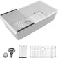 Dcolora 33" Quartz Granite Composite White Kitchen Sink Undermount Sink Deep Single Bowl, Round Corner, 33"x19", DC-GU7750