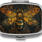 Metal 2 Compartment Pill Organizer Travel Friendly Portable Compact Pill Box Cute Pill Case to Hold Vitamins,Fish Oil,Supplements,Meds,Tablet for Purse,Pocket. (Bee)