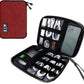 Electronics Travel Organizer,Portable Waterproof Electronic Travel Storage Bag for Small Charging Cord Storage,Charger,SD Card etc,for Travel,Business-Wine Red Black