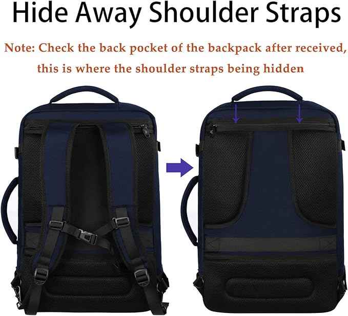 MATEIN Backpack for Travel, 27L Water Resistant Carry on Backpack Fits Overhead Bin, Convertible Work Daypack with 2 Handles, Hiking Daypack for Outdoor Sport,Travel Gifts for Men Women, Blue