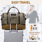 Nerlion Green Large Weekender Overnight Duffel Bag with Shoe Compartment and Leather Accents - Roamly