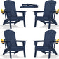 Folding Adirondack Chair - Extended Ergonomic Backrest, Cup Holder - Easy Assembly - Durable HDPE Plastic, Weather Resistant & Maintenance-Free - Lawn, Patio, Deck Supports 380lbs NavyBlue