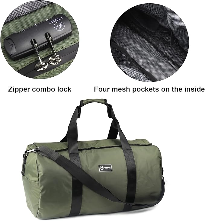 FIREDOG Smell Proof Duffle Bag, Large Smell Proof Bag for Travel Storage