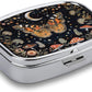 Metal 2 Compartment Pill Organizer Travel Friendly Portable Compact Pill Box Cute Pill Case,for Pocket Wallets Daily Portable Medicine Vitamin Tablet Storage (Butterfly)