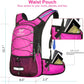 Insulated Hydration Backpack Pack with 3L BPA Free Leak Proof Water Bladder, Large Storage Lightweight Hiking Daypack with Waist Pouches & Cooler Layer, for Running, Biking, Camping, Festival - Roamly