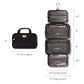 LAURA GELLER NEW YORK Quilted Folding Travel Makeup Bag, Black - Hanging Toiletry Bag Organizer for Travel - Large Capacity Full Size Makeup Bag - Easy to Clean - Roamly