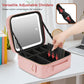 Travel Makeup Bag with LED Mirror, Cosmetic Bags for Women with Light up Mirror, Travel Essentials Makeup Organizer, Makeup Case with Adjustable Dividers and Brush Holder, 3 Color Lights