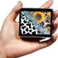 Silver Vintage Pill Box 7 Day Metal Pill Box with Mirror and 8 Compartments Cute Travel Pill Organizer for Purse (Cow Sunflower Leopard)
