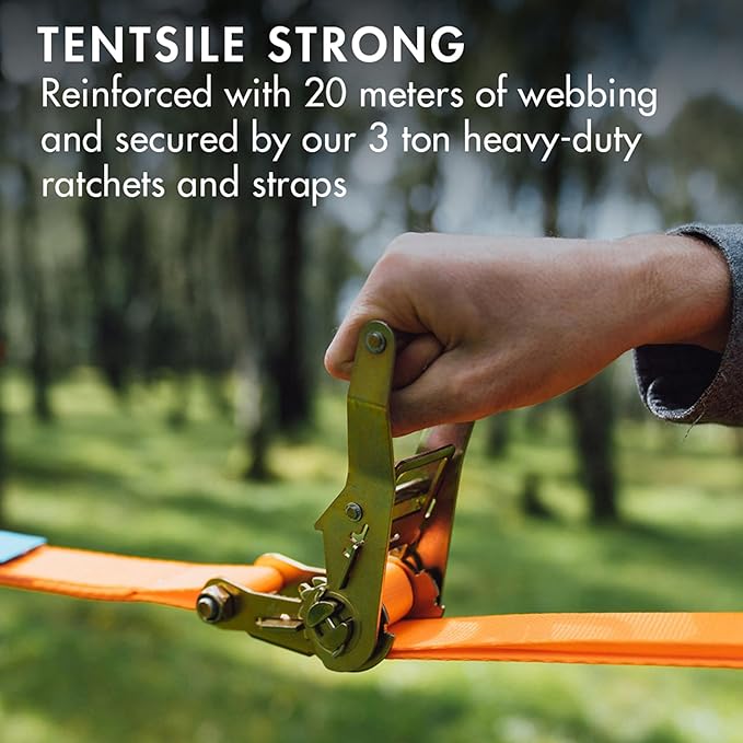 Tentsile Trillium Giant Hammock, The Original Tree Tent Company, 3 Adult Capacity, Anti-Roll, Central Hatch, Ratches and Straps Included, Designed in The UK (3 Person, Black Mesh)