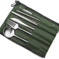 Gugrida Reusable Travel Utensils, 7 Pieces Portable 18/10 Stainless Steel include Knife Fork Spoon Chopsticks Cleaning Brush Straws Portable Pouch, Eco-friendly Camping Silverware Set, Dishwasher Safe