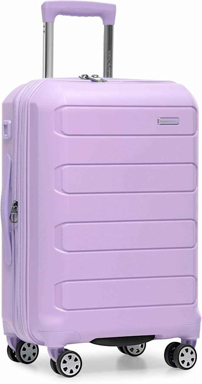 Traveler's Choice Pagosa Hardshell Expandable Luggage with Spinner Wheels, Lavender, 22-Inch Carry-on