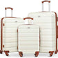 Suitour Luggage 3 Piece Sets Hard Shell Luggage Set with Spinner Wheels,TSA Lock,20 24 28 inch Travel Suitcase Sets (White Brown)