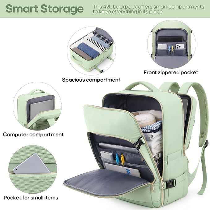 Luggage Sets 3 Piece, Carry On Luggage 20In With Spinner Wheels,PC Hardside Suitcase Set with TSA Lock,Durable Carry On Suitcase With Travel Backpack for Men (Light Green, 3 piece set (BP/20inch))