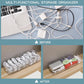 Yesesion 2 Pack Plastic Cable Management Box with Removable Dividers, Clear Cord Storage Organizer with 20 Wire Ties for Desk Drawer, Office Supplies, Electronic Accessories, Battery, Phone Charger