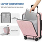 KYME 22-Inch Hardside Small Suitcase, 100% PC Hard Shell with Laptop Compartment, TSA Lock, Double Wheels, Pink