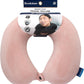 Brookstone Travel Neck Pillow - Lightweight Fleece Casing U-Shaped Stuffable Memory Foam Travel Pillow for Sleeping and Neck Support, Soft Pink